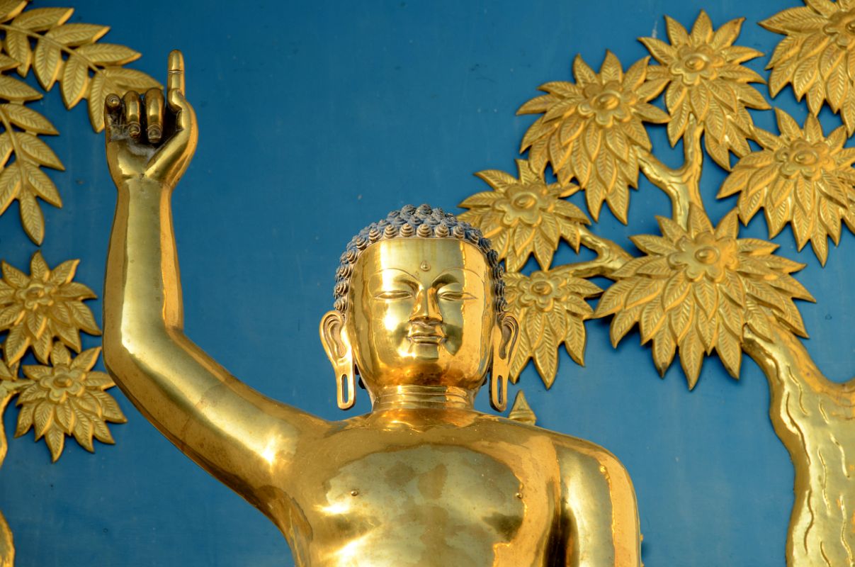 Pokhara World Peace Pagoda 07 Statue Of Buddha At Lumbini Close Up 